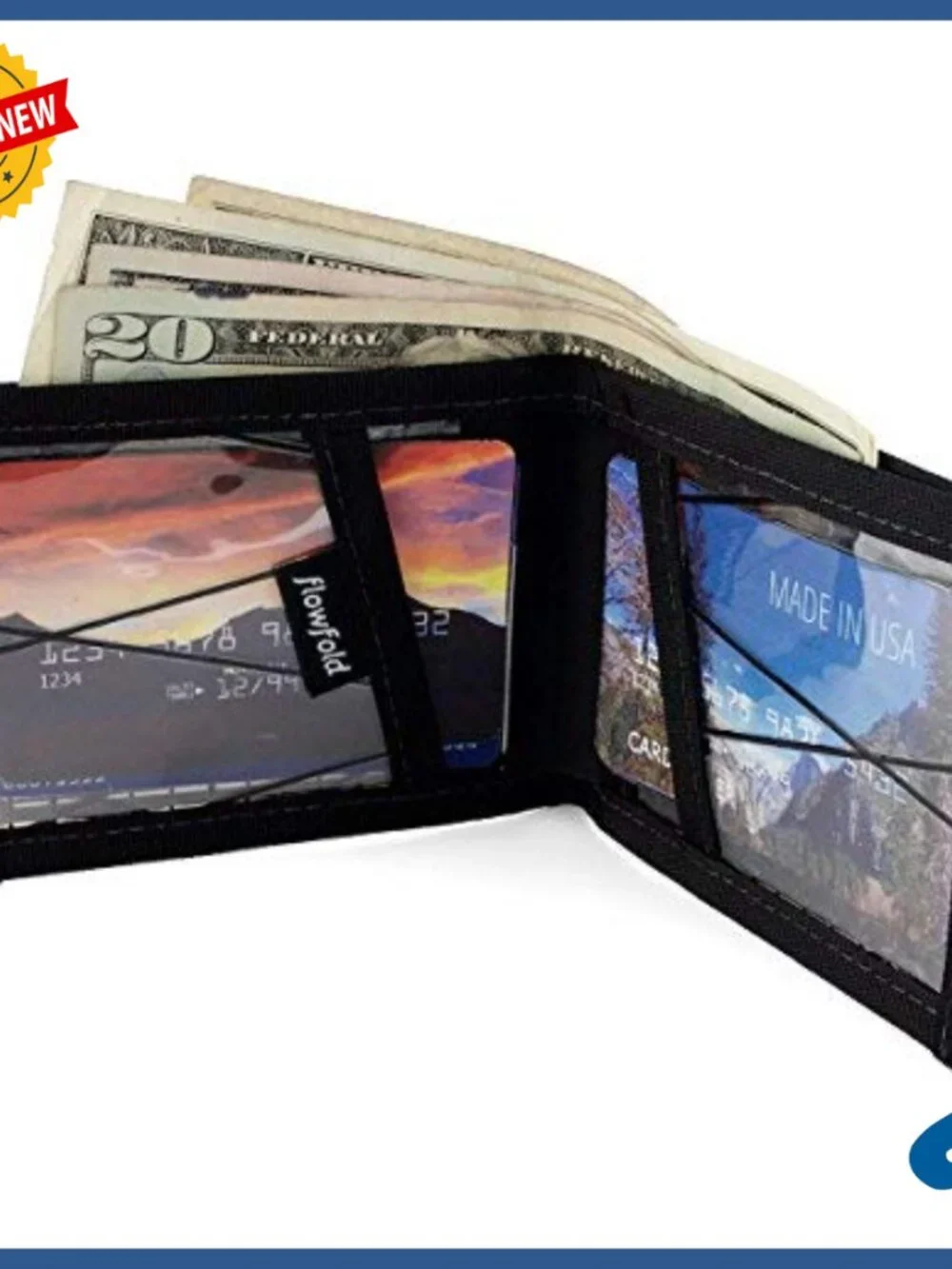 Slim RFID Blocking Bifold Wallet with Recycled Material and Cash Pocket